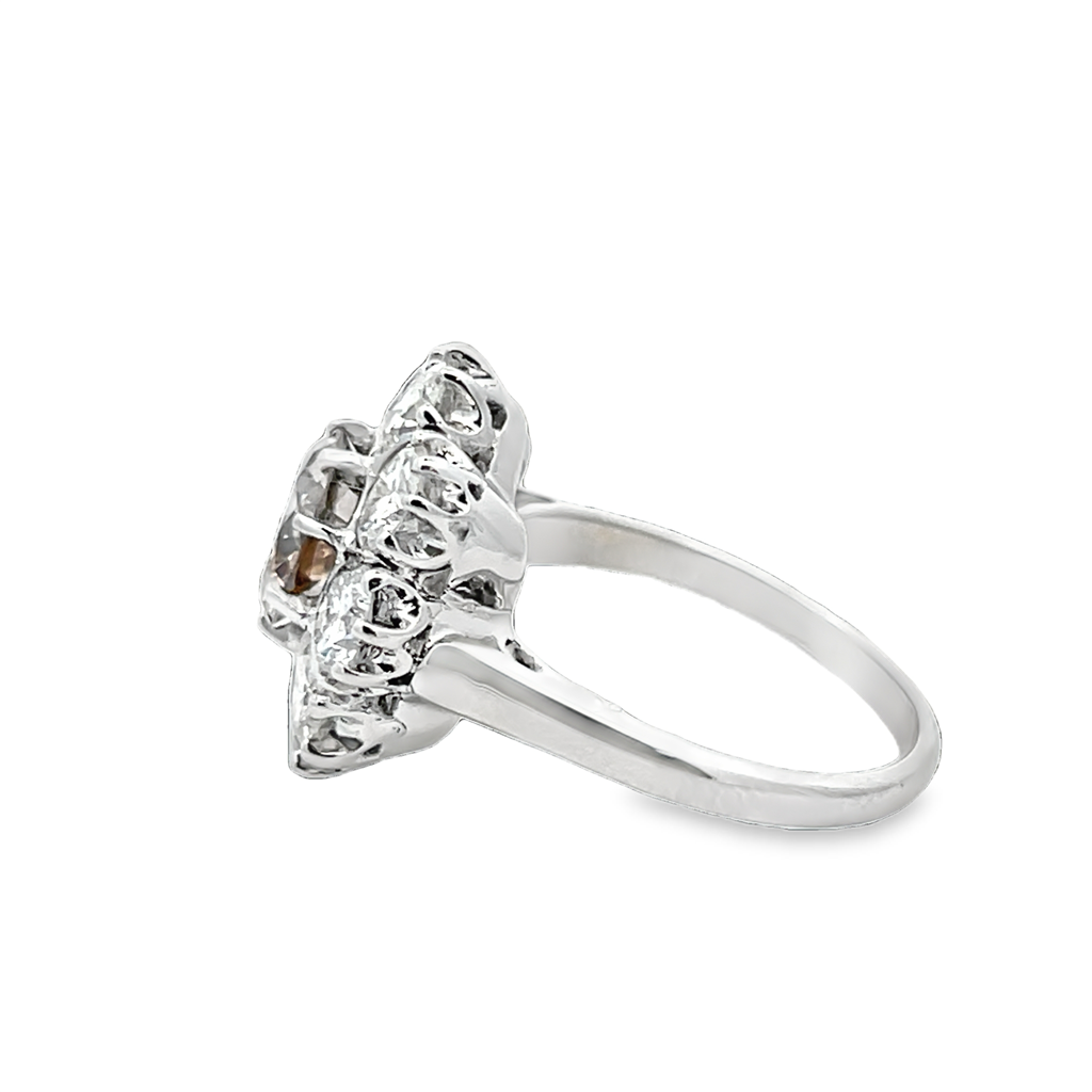 Light Pinkish Brown Halo Diamond Ring