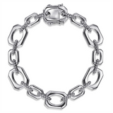 Sterling Silver Alternating Bujukan Link Bracelet Length 7.5 Designer: