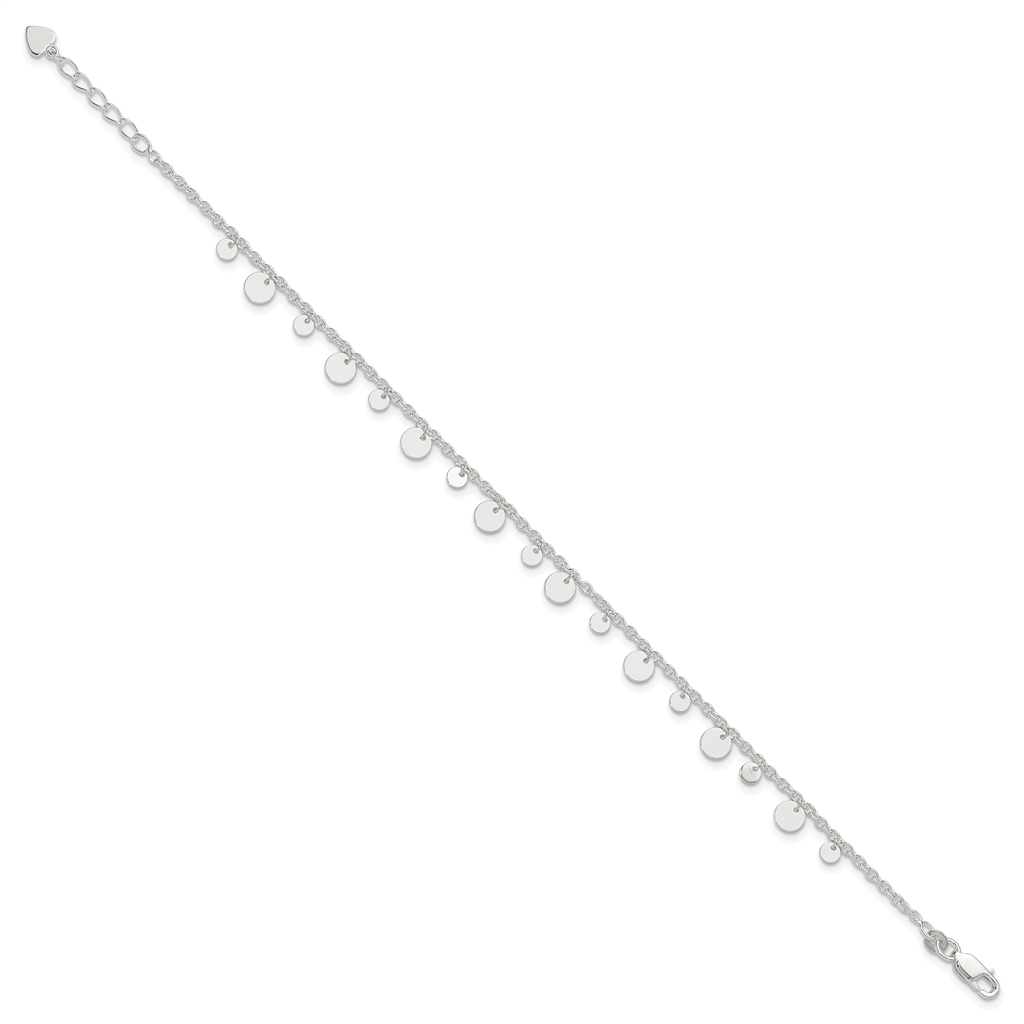 Quality Gold Sterling Silver Dangling Circle 9in Plus 1 in ext Anklet