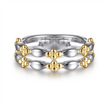 Two-Tone Sterling Silver/14K Yellow Gold Wide-Band Stackable Bujukan S
