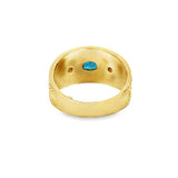 Etruscan Ring with Cushion Indicolite Tourmaline and Diamond Ring