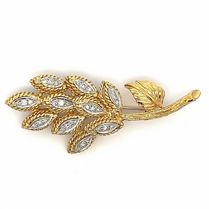 Estate Diamond Leaf Brooch