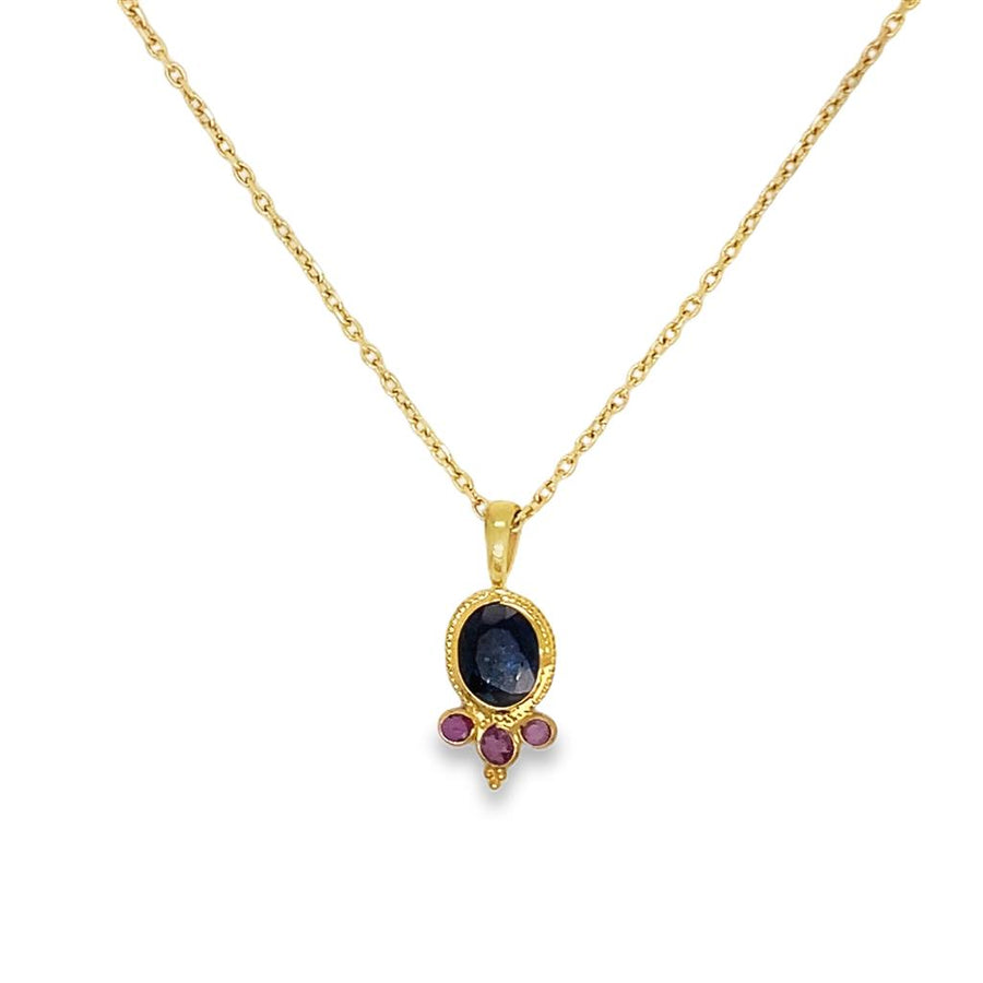 Estate Milgrain Antique Style Sapphire Necklace
