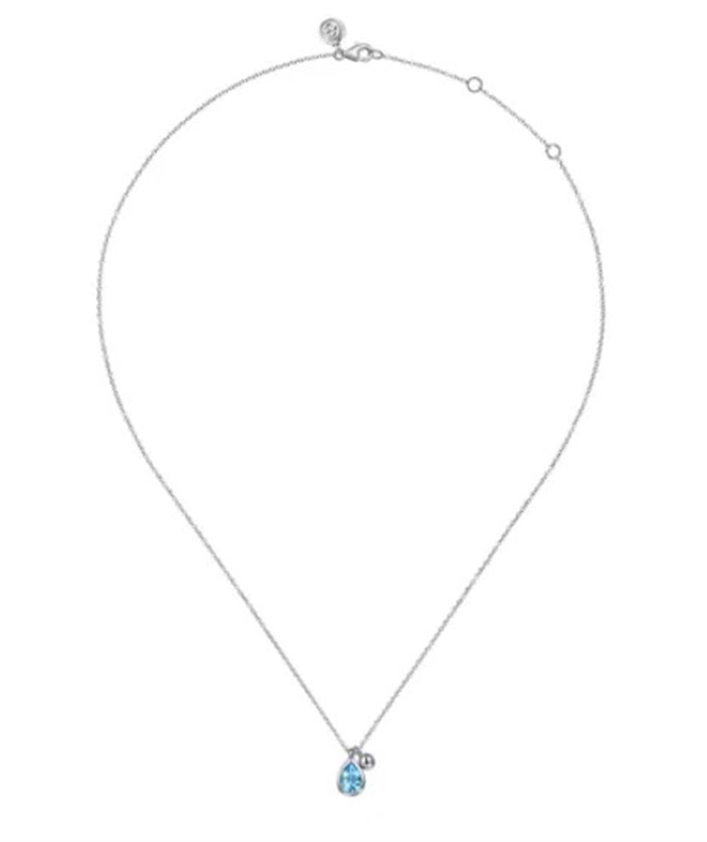 Lady's Sterling Silver Pear Bezel Bujukan Pendant Silver Necklaces Len