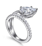 Lady's White 14 Karat Pear Shape Wrap Ring Size 6.5 17 = 0.31tw Round