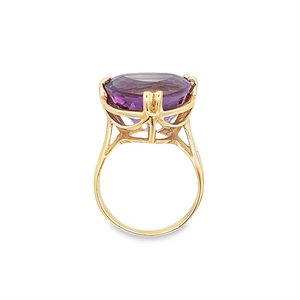 Estate Solitaire Trillion Cut Amethyst Ring