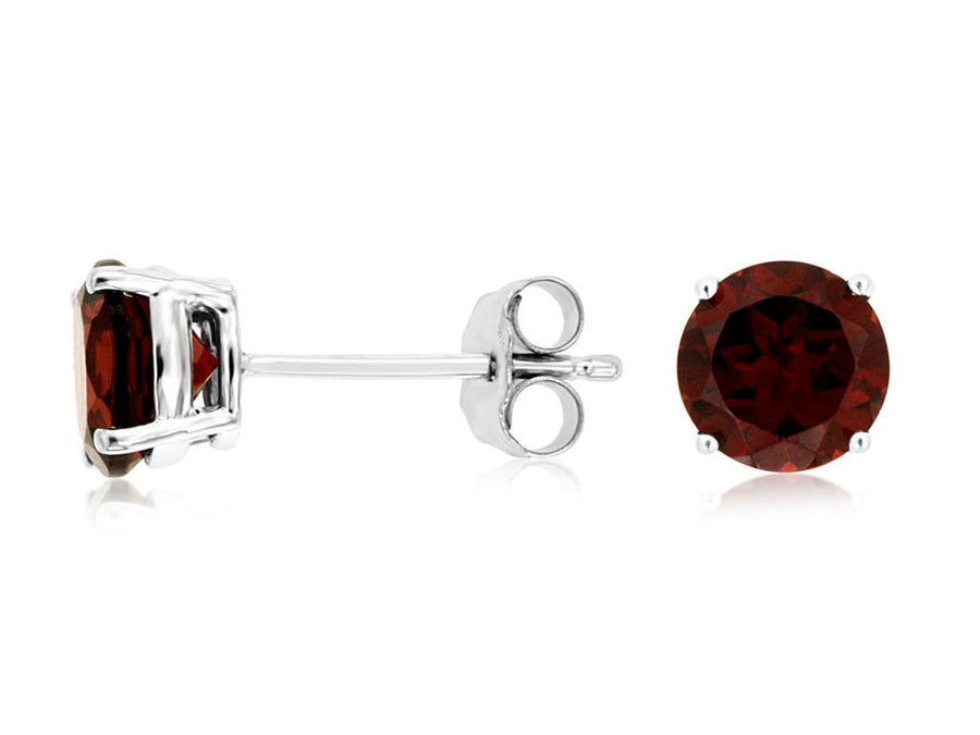 Lady's White 14 Karat 4-Prong Stud Earrings With 2 = 2.10Tw Round Garn