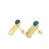 Yellow 14 Karat Milgrain/Cutout Blue Green Pearl Earrings Estate Jewelry 2=5.10x5.10mm Round Blue Green Pearls Gram Weight: 3.12