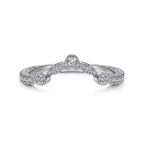 Lady's White 14 Karat Vintage Style Curved Wedding Band Wedding/Annive
