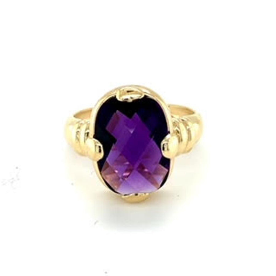 Estate Checkerboard Cut Amethyst Ring