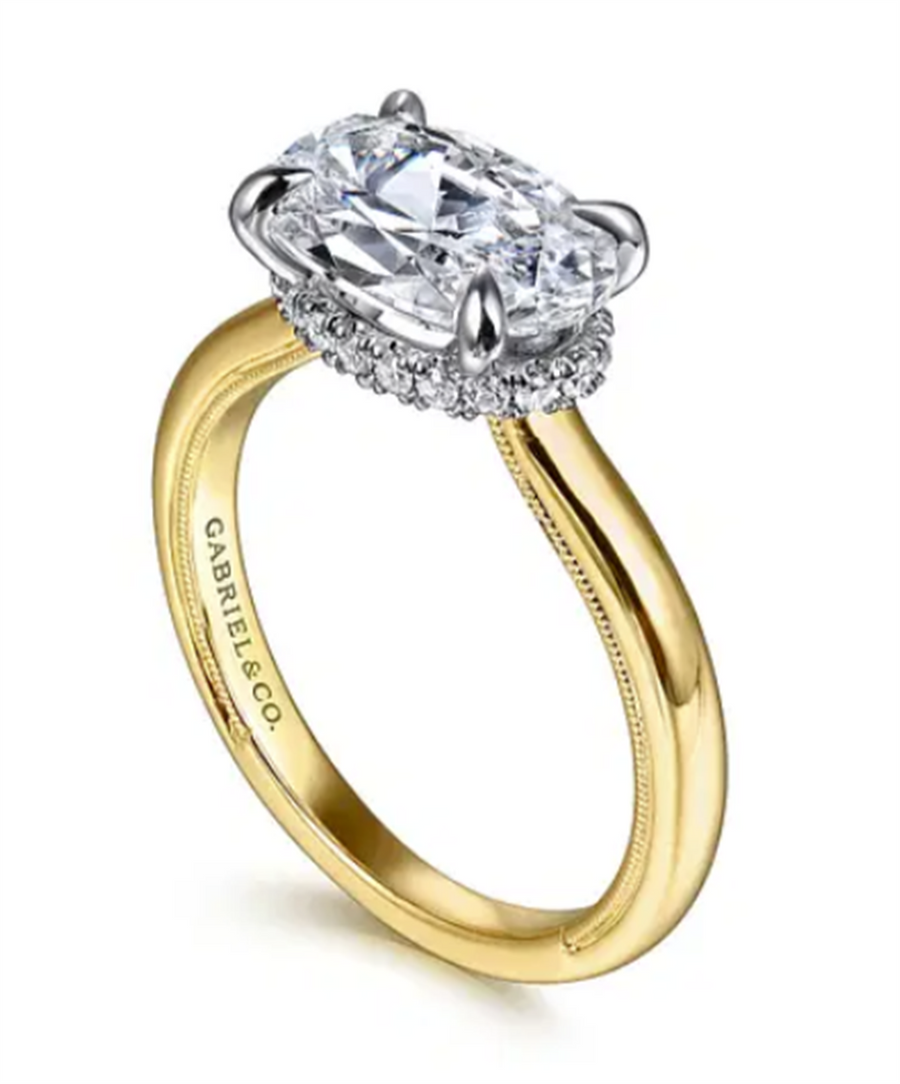 Gabriel & Co. Two-Tone East/West Hidden Halo Engagement Ring Mounting
