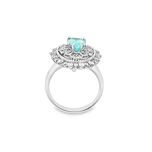 Estate Paraiba Antique Halo Diamond Ring