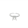 Lady's White 18 Karat Cushion Hidden Halo Ring