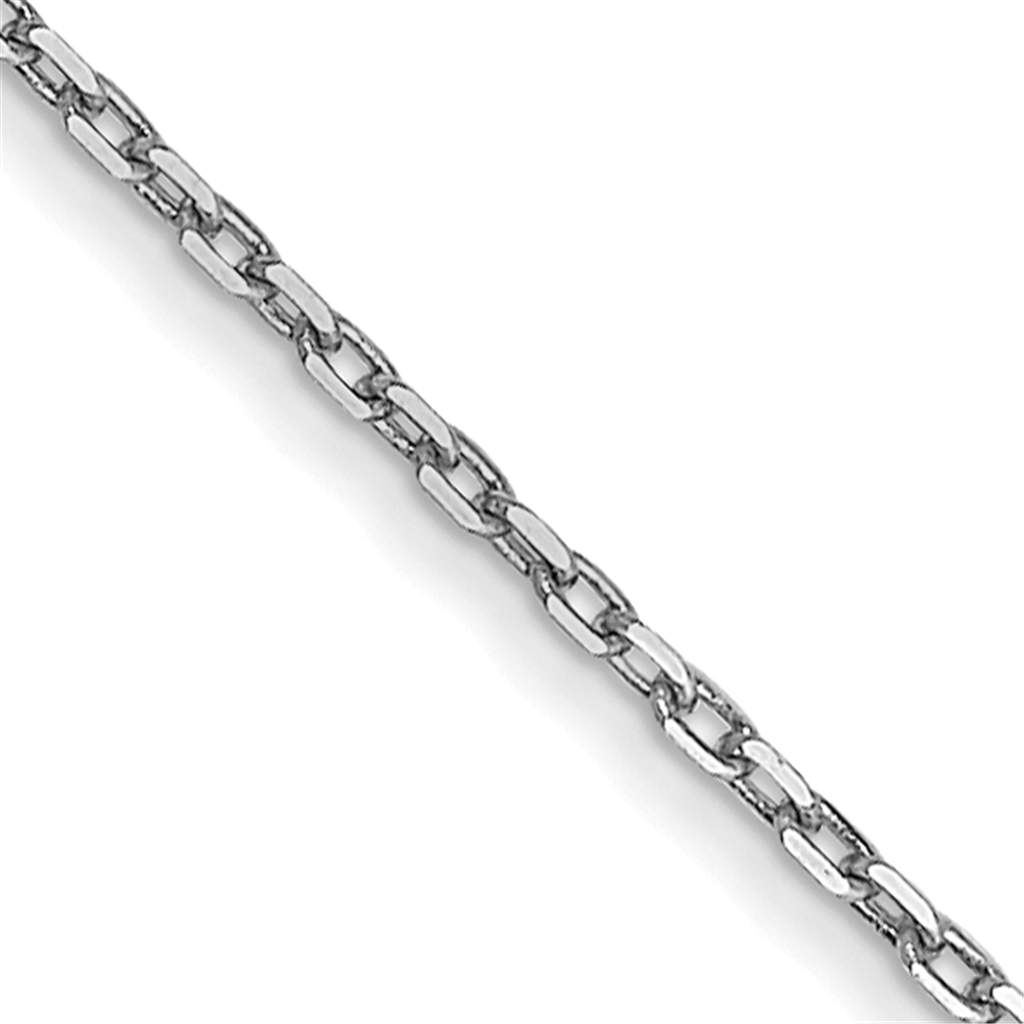 Quality Gold 14K White Gold 18 inch .8mm Diamond-cut Cable with Spring Ring Clasp Chain