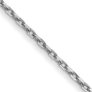 Quality Gold 14K White Gold 18 inch .8mm Diamond-cut Cable with Spring Ring Clasp Chain