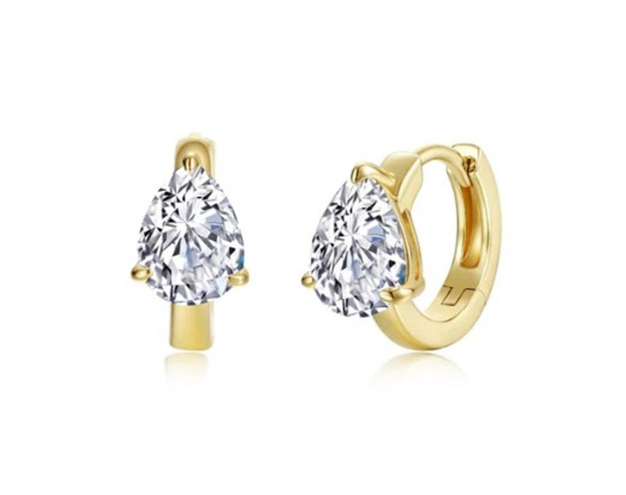 Lafonn Yellow Gold-Plated Sterling Silver "Floating" Solitaire Huggie Hoop