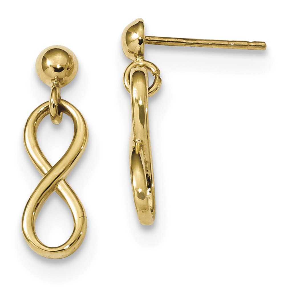 Quality Gold 14k Gold Polished Infinity Post Dangle Earrings