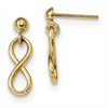 14k Gold Polished Infinity Post Dangle Earrings