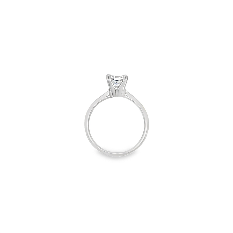 Platinum Princess Cut Diamond Solitaire Estate Jewelry Size 6 With One