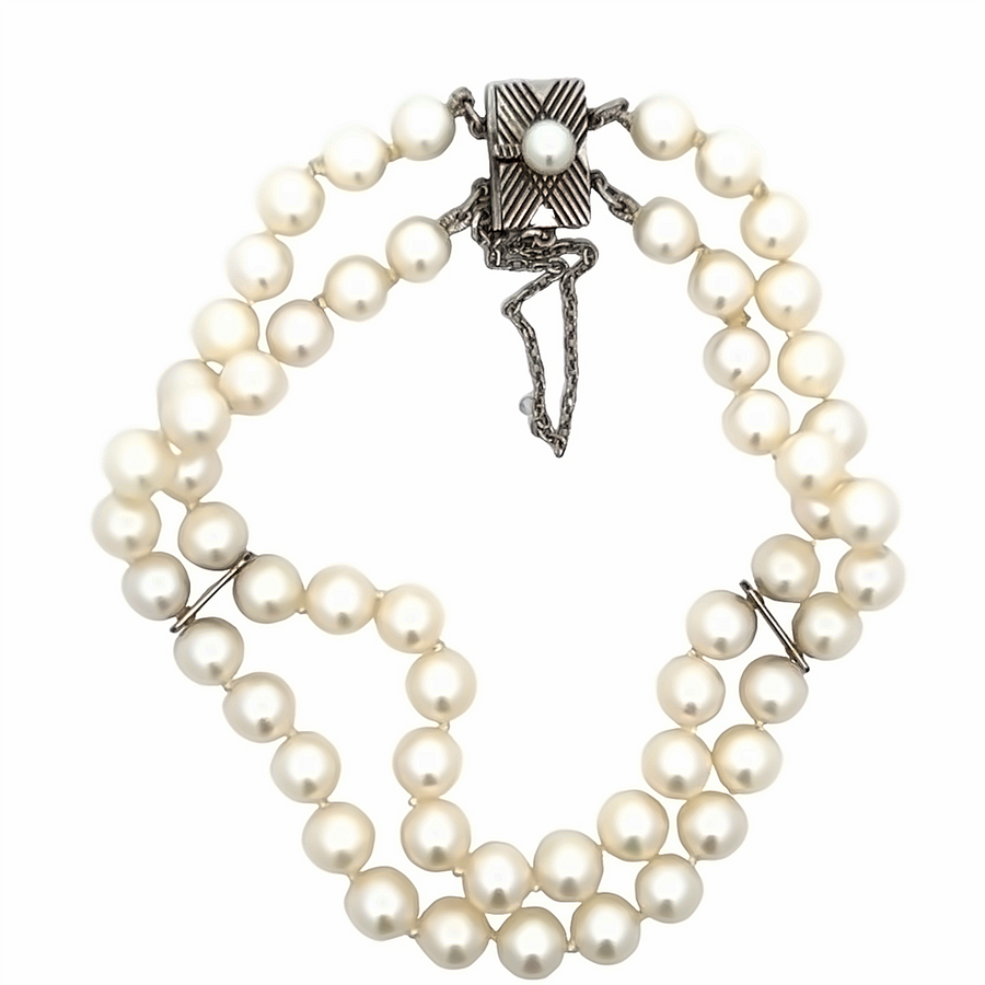 Estate Miki Moto Double Strand Pearl Bracelet