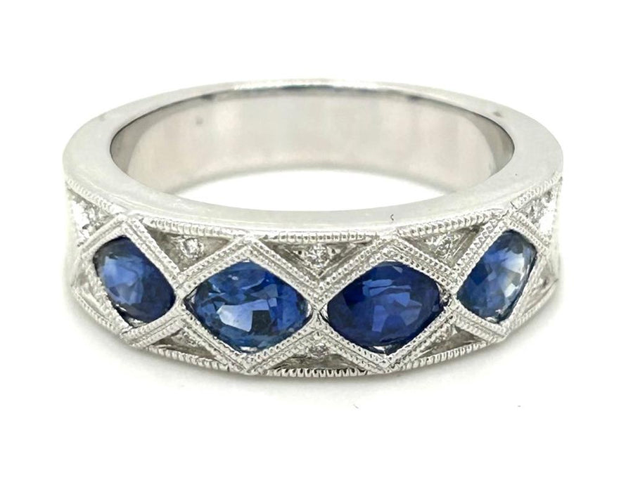Blue Sapphires 14 Karat White Fashion Ring