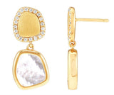 Lady's Yellow 14 Karat Satin Drop Dangle Earrings 40 = 0.25tw Round Di