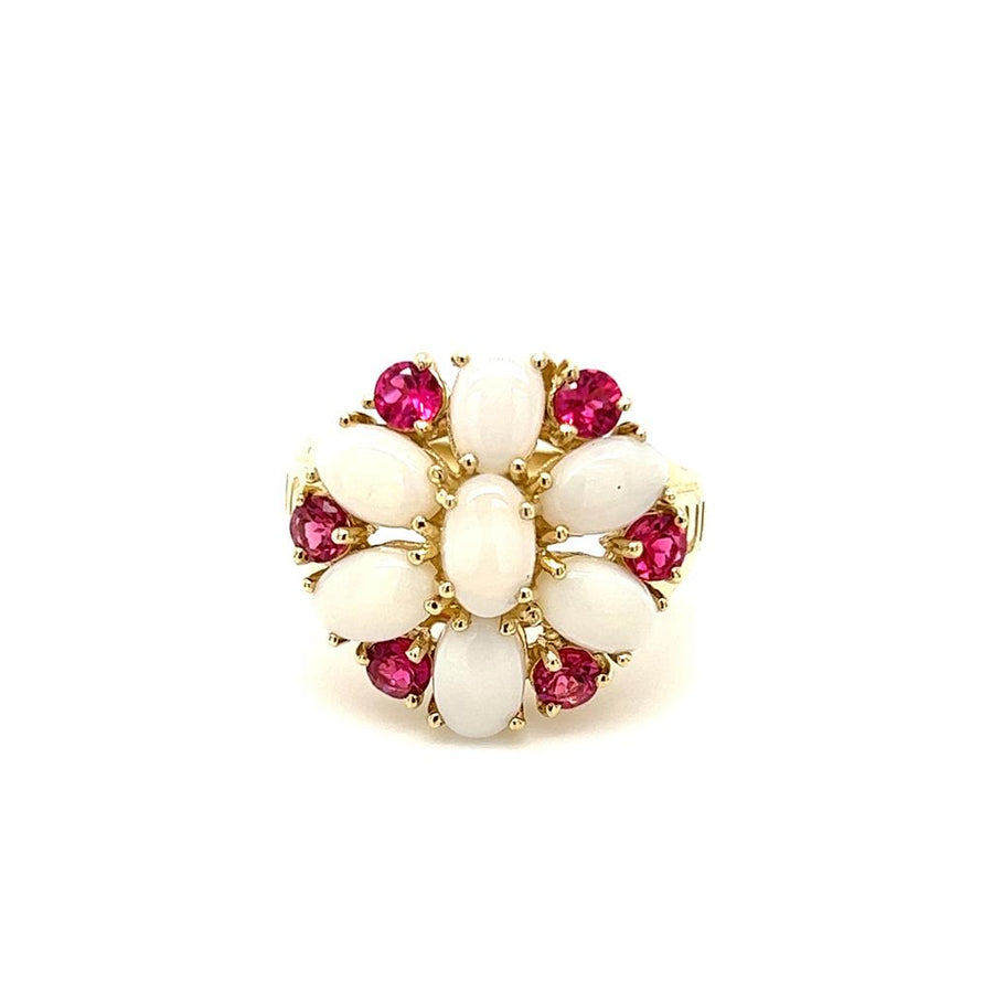 Yellow 14 Karat Opal Ruby Ring