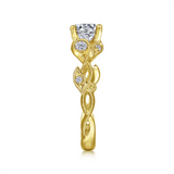 Lady's Yellow 14 Karat Milgrain Floral Design Semi Mount Ring Size 6.5