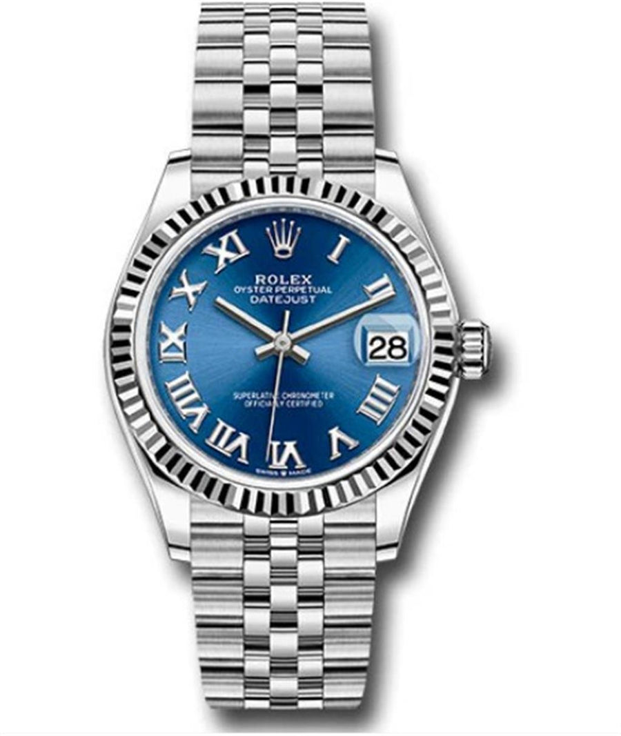 White Stainless Steel Ladies 2025 31mm Datejust w/ Blue Roman Dial Flu