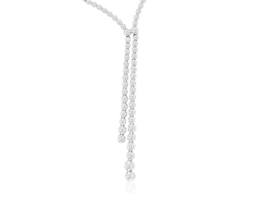 Lady's White 14 Karat Tassel Tennis Necklace With 232 = 3.00Tw Round H