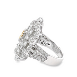 Estate Yellow and White Diamond Filigree Ring