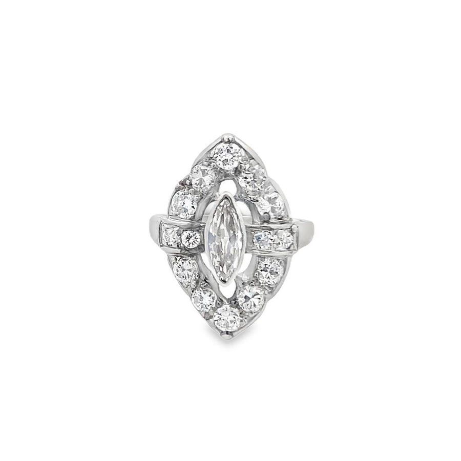 Antique Marquise Diamond Halo Ring