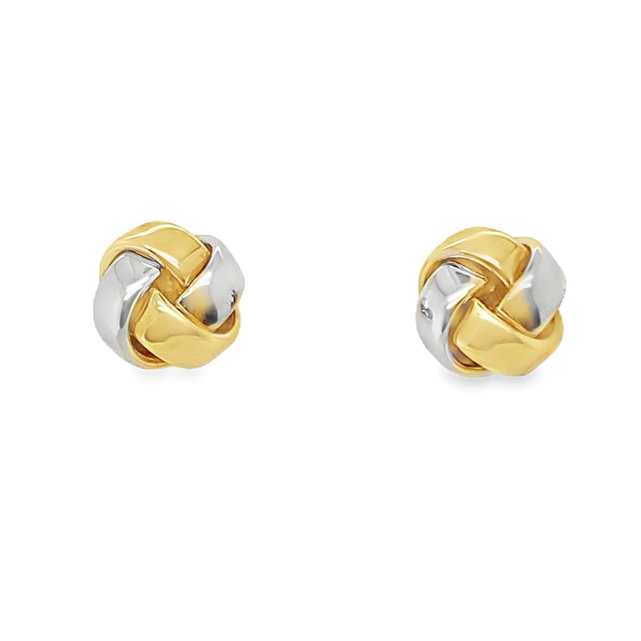Two-Tone 14 Karat 11mm Love Knot Button Earrings Estate Jewelry Gram W