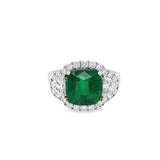 Lady's White 18 Karat Halo Cushion Fashion Ring Size 6.5 one 3.37ct Cu