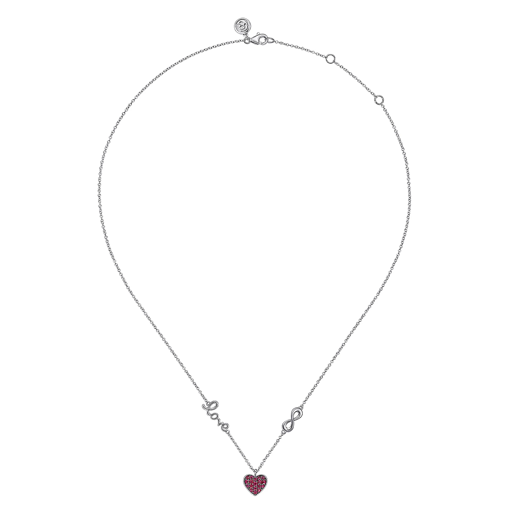 Gabriel & Co. Fashion Sterling Silver Ruby Heart Love Infinity Necklace