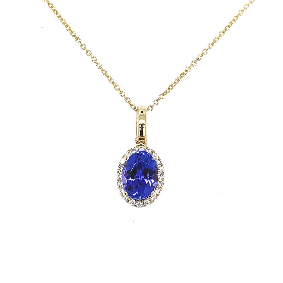 Lady's Yellow Polished 14 Karat Oval Halo Pendants one 0.97ct Oval Tan