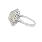 Estate Double Diamond Halo Opal Ring