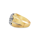 Two-Tone 14 Karat 7 RBC Diamond Cluster Ring Estate Jewelry Size 11.5