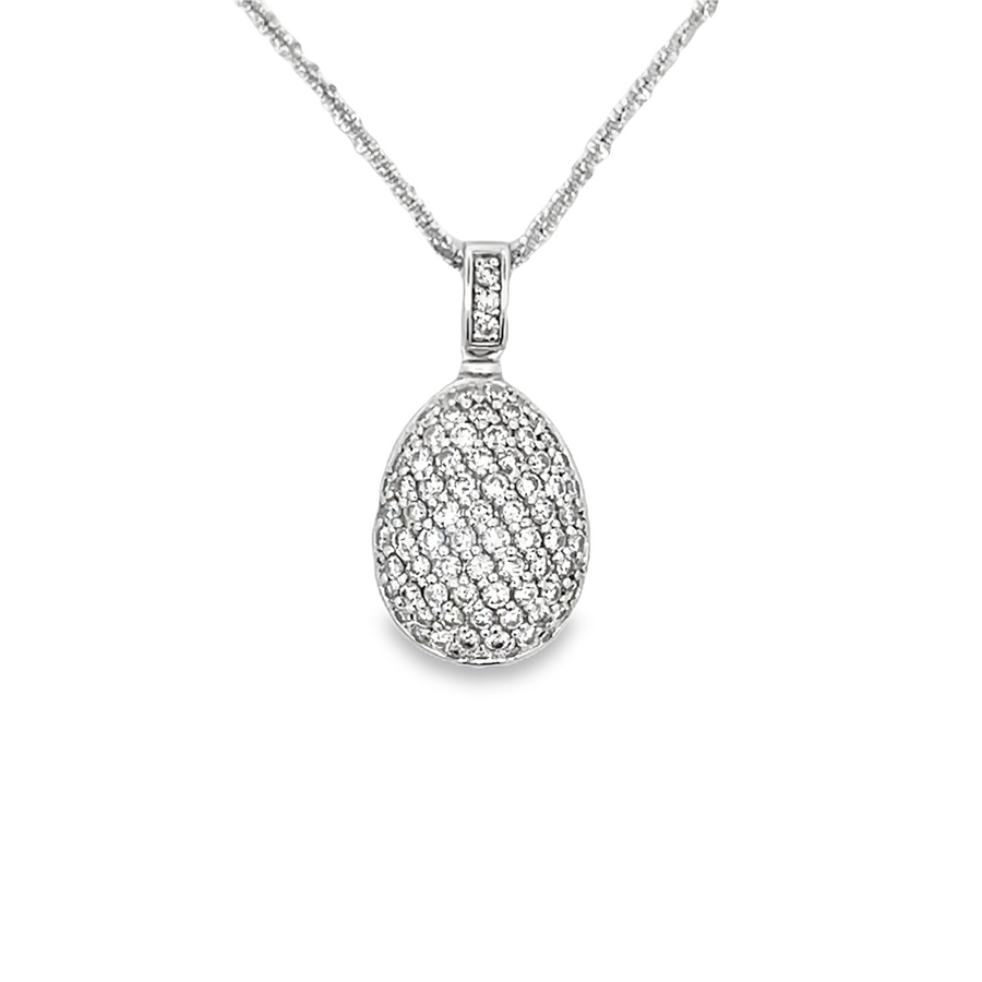 Pave Pear Shaped Puffed Diamond Pendant