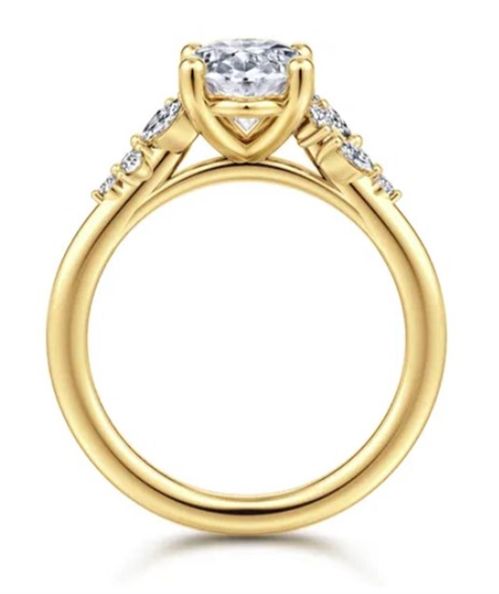 Lady's Yellow 14 Karat Floral Cluster Cathedral Ring Size 6.5 10 = 0.2