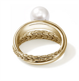 Yellow 14 Karat JH Essential Split Band Pearl Ring John Hardy one 8.00