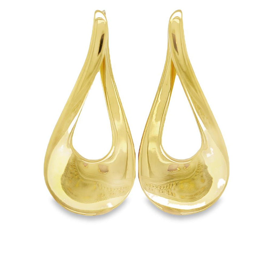 Yellow 14 Karat Open Teardrop Dangle Earrings Estate Jewelry Gram Weight: 12.05