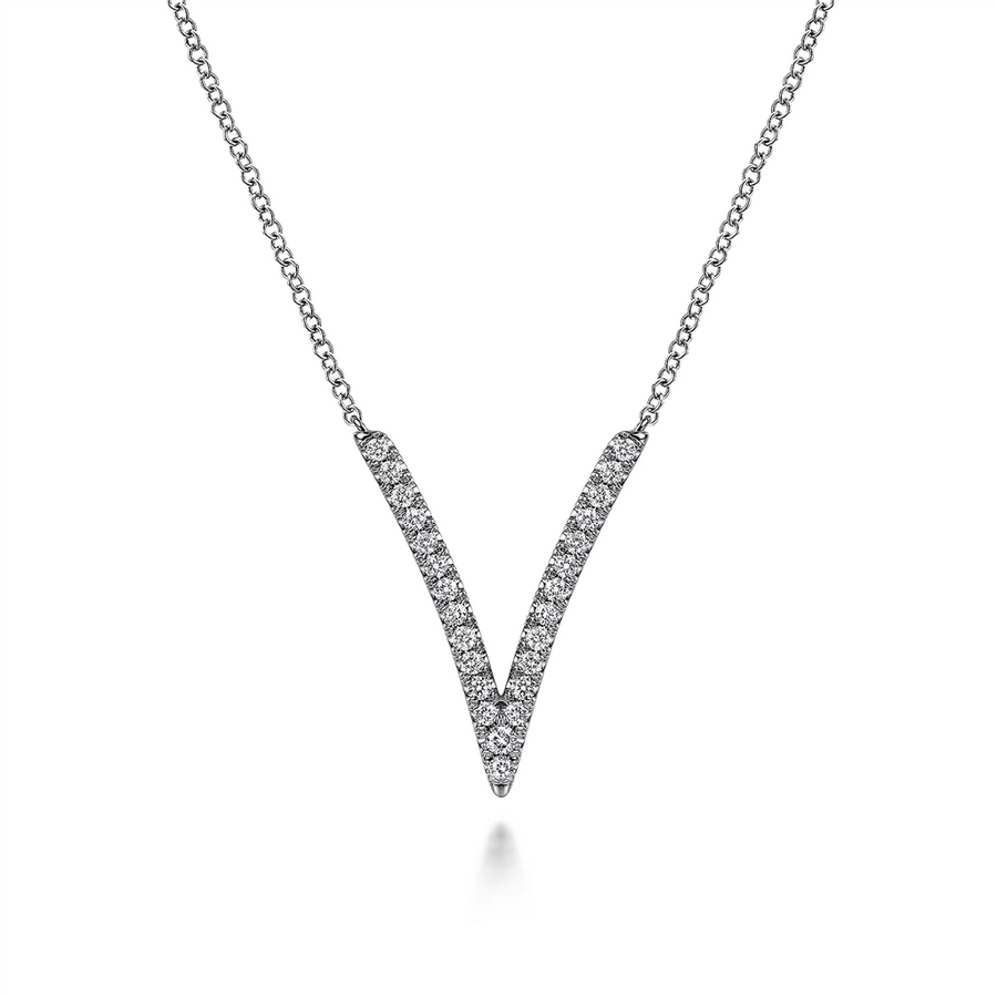 Gabriel & Co. Fashion 14K White Gold Diamond Chevron Necklace