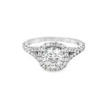 Estate Cushion Halo Split Shank Engagement Ring