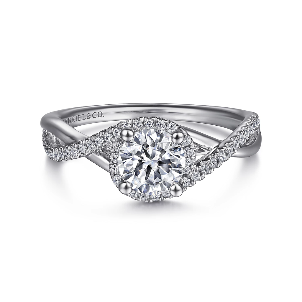 Gabriel & Co. Courtney - 14K White Gold Round Twisted Diamond Engagement Ring Mounting