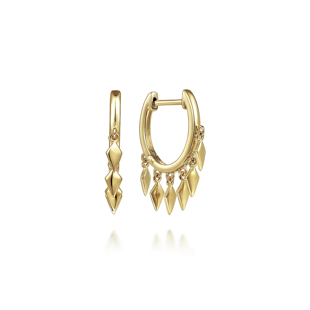 Gabriel & Co. Fashion 14K Yellow Gold Huggie Earrings with Spike Drops
