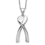 Quality Gold Sterling Silver Heart Ribbon Ash Holder 18in Necklace