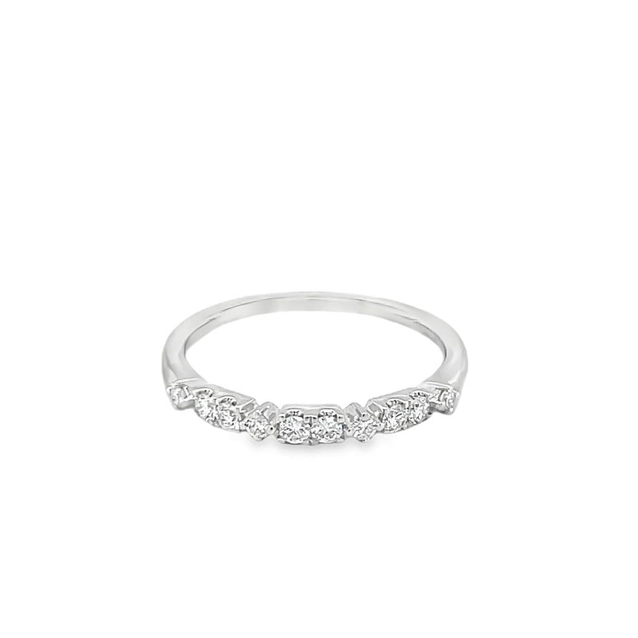 Lady's White 18 Karat Station Band Wedding/Anniversary Ring Size 6.75