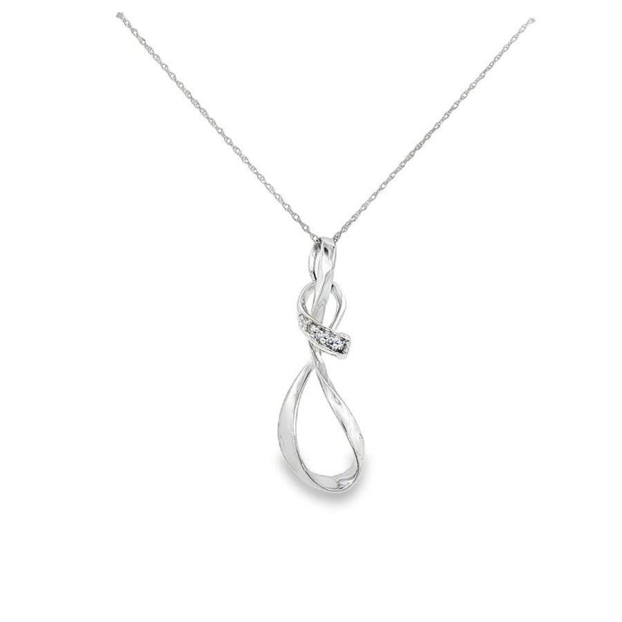 White 10 Karat 32.37X10.05mm Diamond Bow Necklace On A 0.50mm 20" Whit