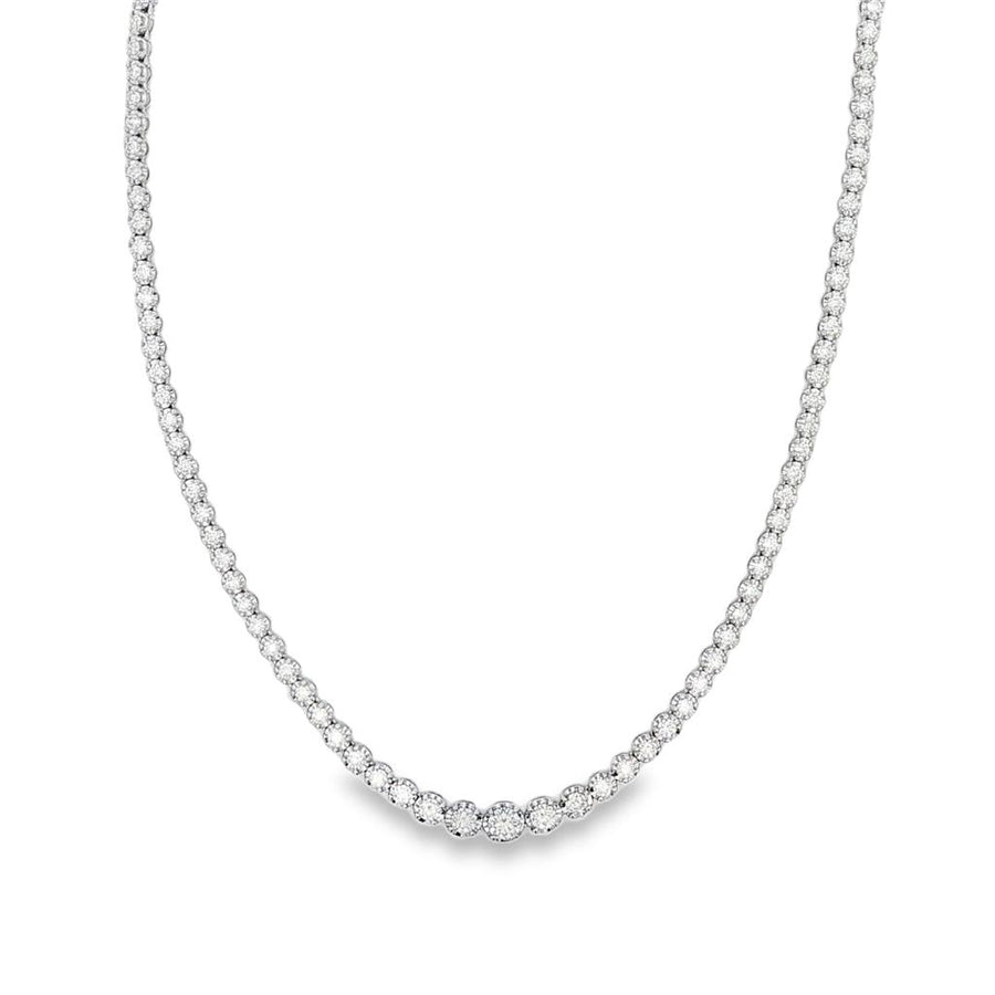 Lady's White 18 Karat Buttercup Graduated Riviera Necklace With 154 =